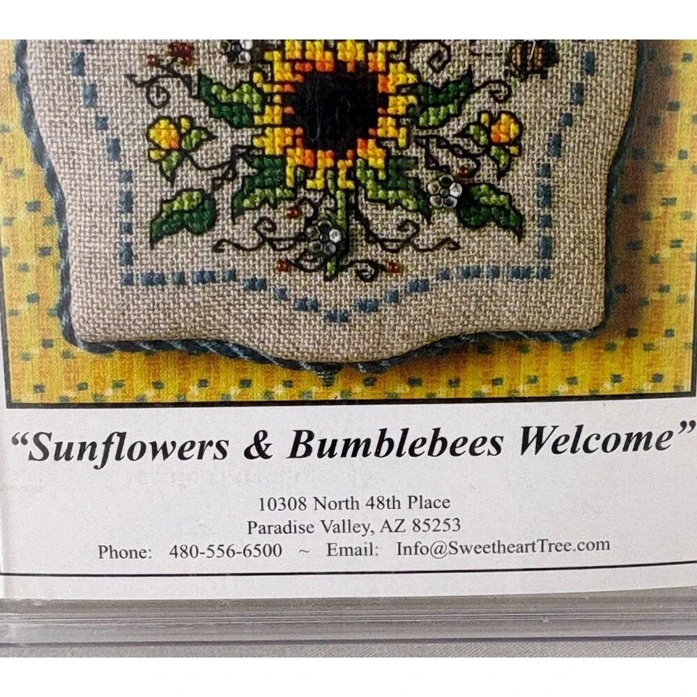 Sweetheart Tree Sunflowers Bumblebees Welcome Cross Stitch Kit Linen Beads 2011